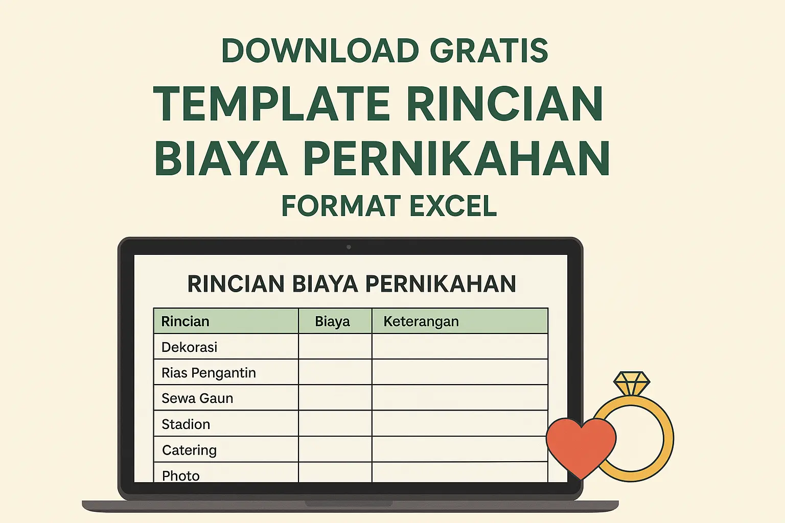 ilustrasi template rincian biaya pernikahan excel